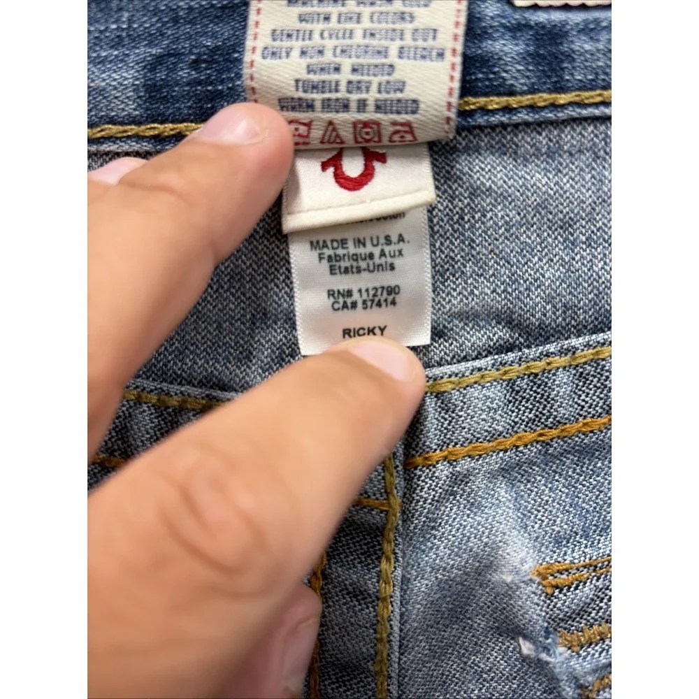 True Religion Ricky 31 Straight Leg Vintage Jeans Men's Size 34x32L Made In USA
